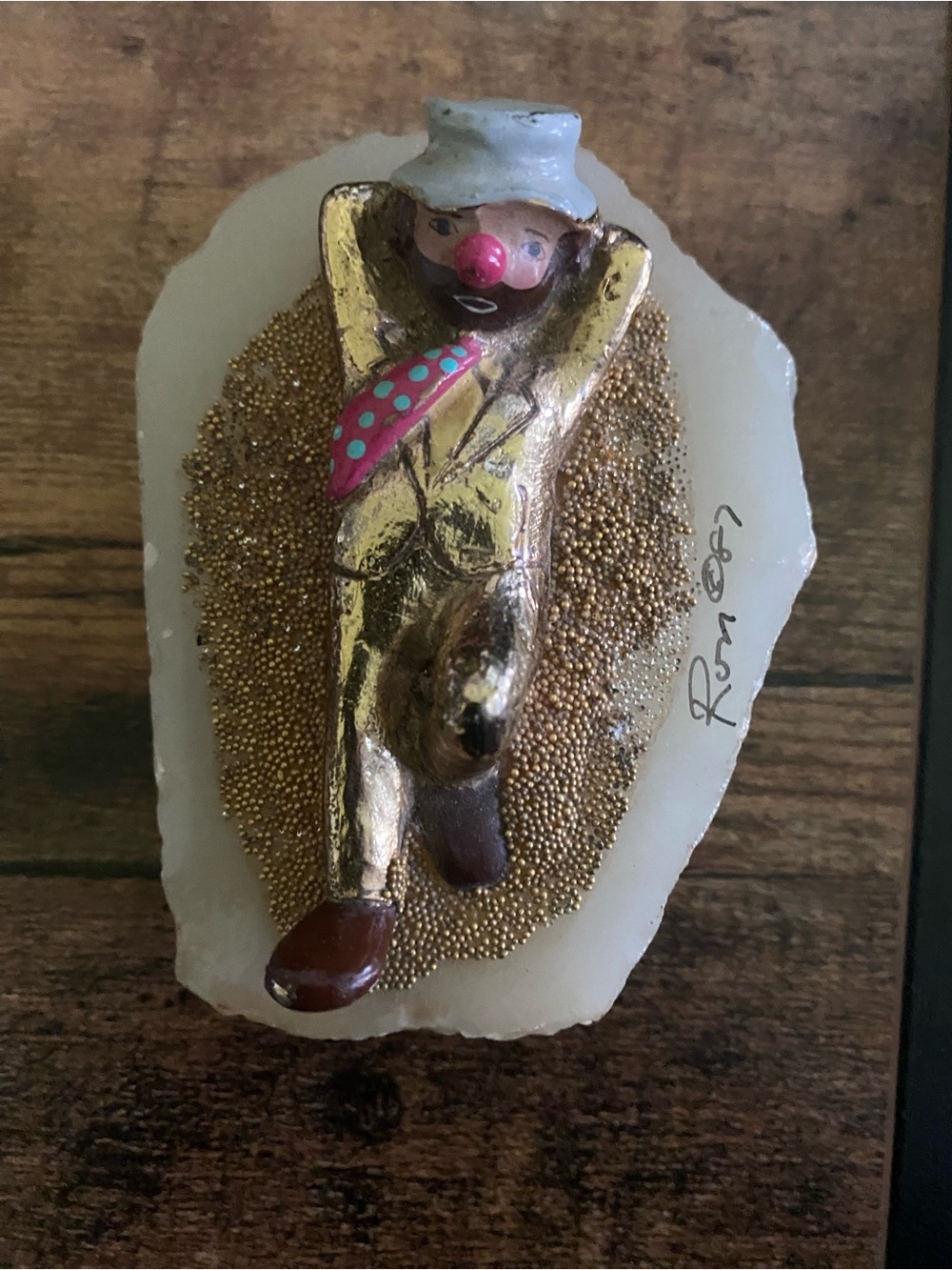 VTG Ron Lee Signed Handcrafted Plated Gold Clown Onyx Figurine 4x3 Collector